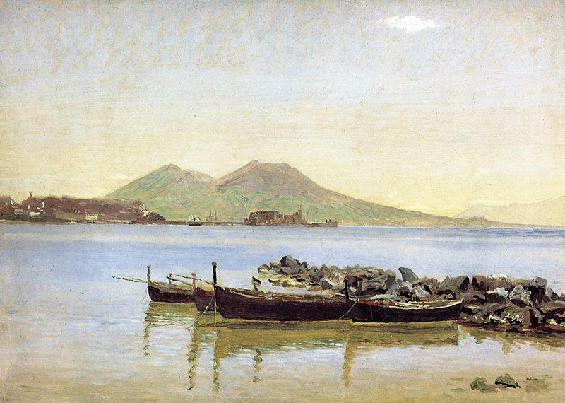 Christen Kobke The Bay of Naples with Vesuvius in the Background oil painting picture